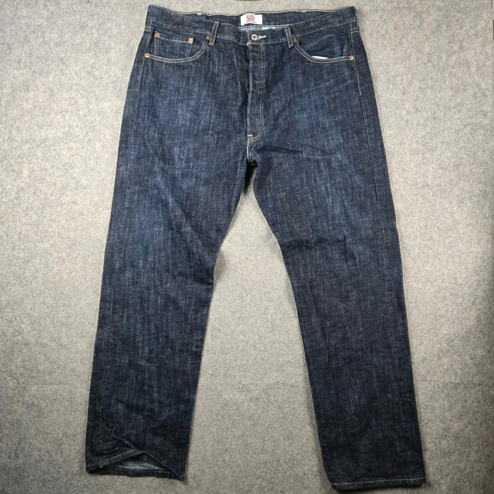Vtg Levi's 501 Jeans Mens 42x34 Blue Straight Leg Dark Wash Button Fly Denim Y2K